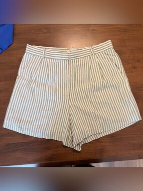 Abercrombie & Fitch Linen Blend Striped High-Rise Shorts